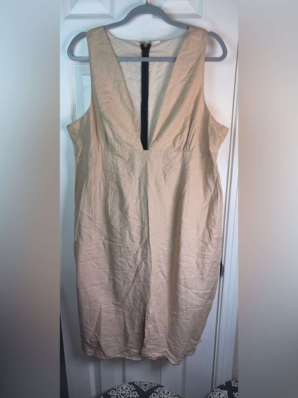 Beige V-Neck Sleeveless Dress - Classic Women’s Shift